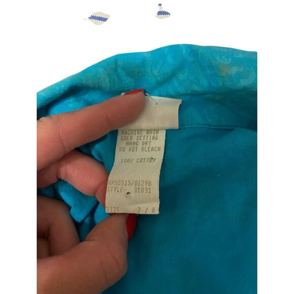 Vintage Teal Cotton Belted Shirt Dress Oop! California - Picture 7 of 7
